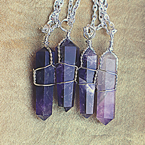 Amethyst point necklace pendant