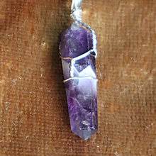 Load image into Gallery viewer, Amethyst point crystal necklace pendant 
