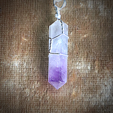 Load image into Gallery viewer, Amethyst point crystal pendant clear and purple
