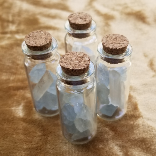 Raw celestite crystal jar 