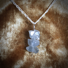 Load image into Gallery viewer, Handmade hemp chain raw celestite crystal necklace
