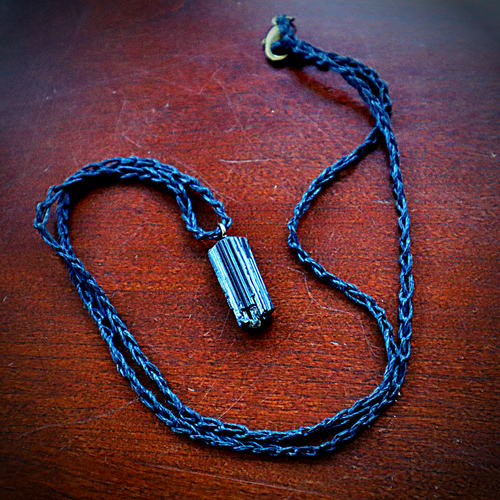 Handmade black tourmaline pendant necklace. Protection crystal electromagnetic frequencies EMF